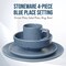 American Atelier Reactive 4-Piece Stoneware Place Setting Dishwasher Safe - Blue